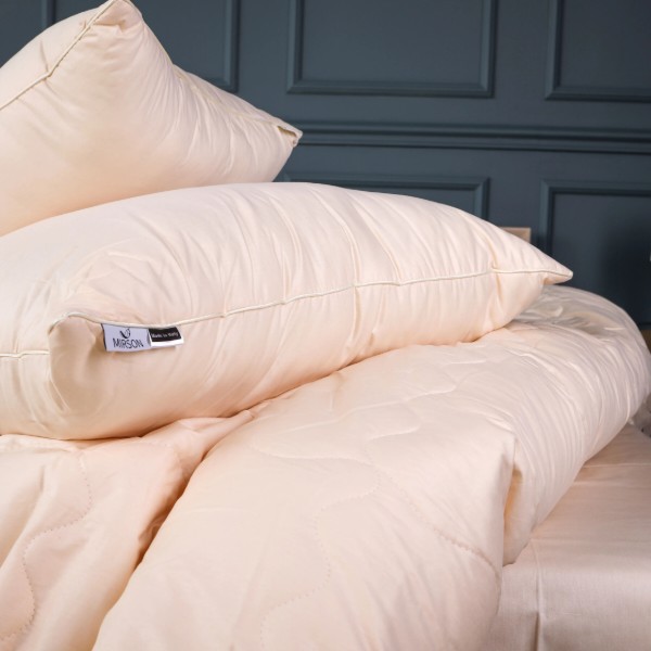Фото - Ковдра дитяча літо MirSon №2975 110х140 Line Satin Light Pro 10-016 Creamy З евкаліптовим волокном + 2 наволочки 50х70 (2200010981728)